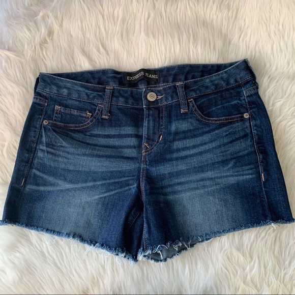 Express Pants - Express Jeans Denim Frayed Hem High Rise Shorts